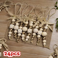 Wooden Bead Boho Christmas Tree Ornaments (24-Piece)