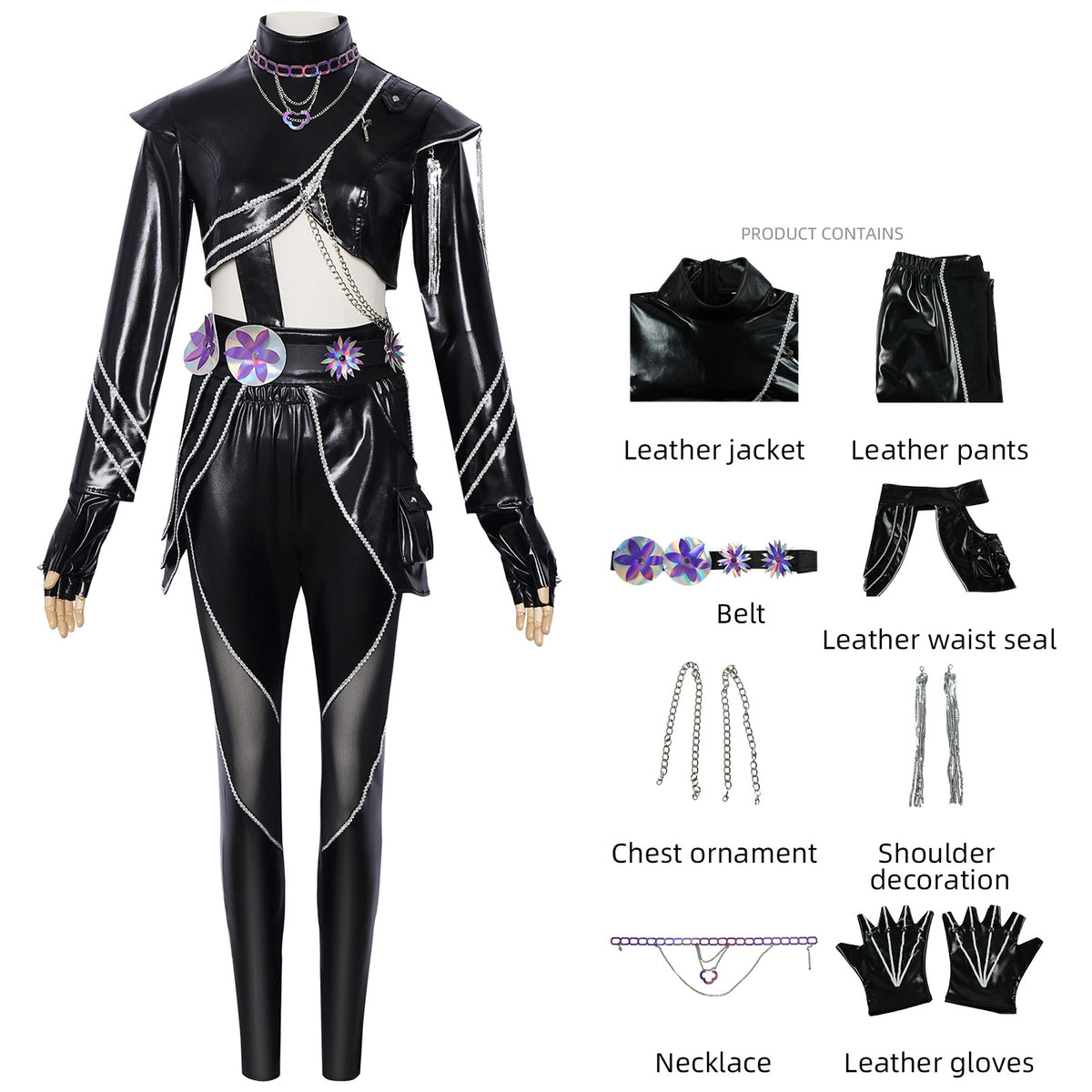 Witch Hunt cosplay costume Rumizo Emira black leather bodysuit cosplay