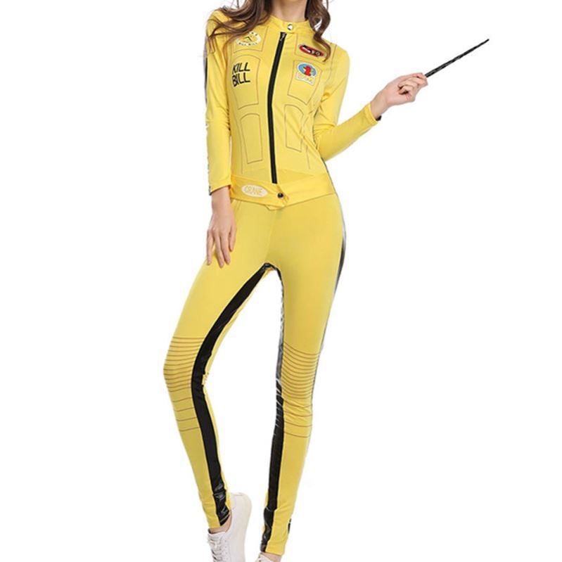 Halloween Costume Kill Bill Bride Yellow Jumpsuit Cosplay Outfit