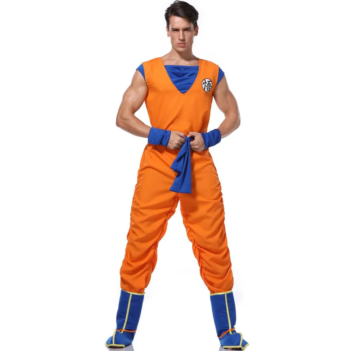Adult Man Halloween Japanese Anime Son Goku Cosplay Costume Superheroes Role Play Orange Jumpsuit Fancy Dress Up