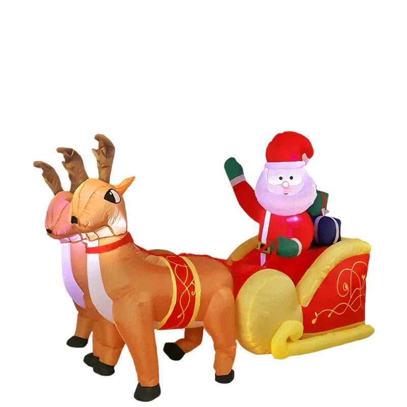 Christmas Santa Reindeer Sleigh Inflatable LED Yard Decor