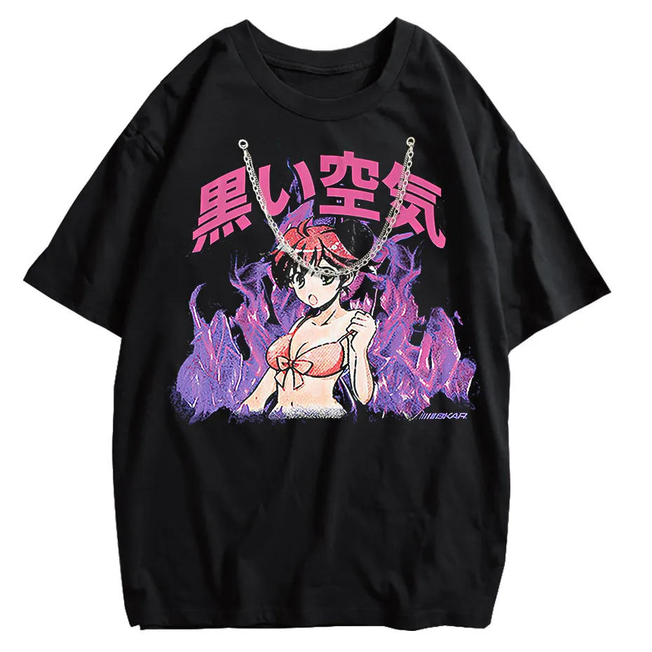 Japanese Anime Girl Oversized Streetwear T-Shirt-6