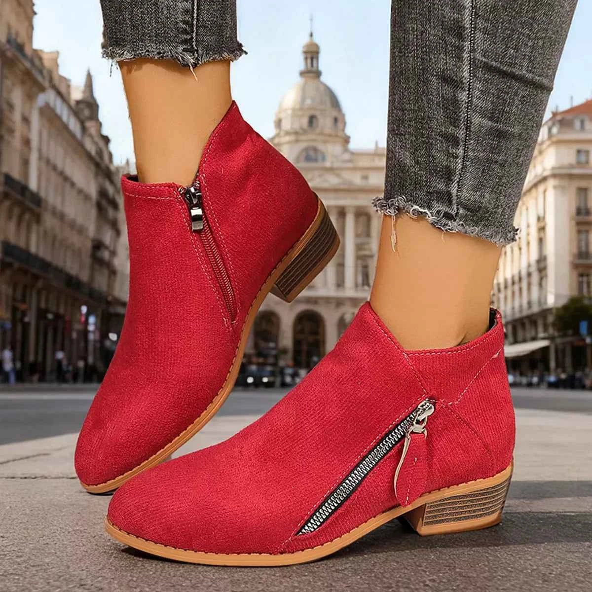 Point Toe Block Heels Boots