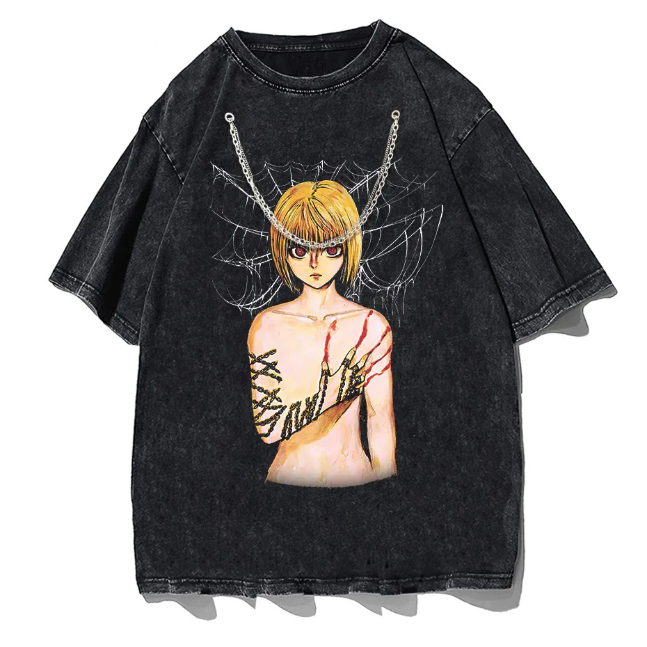 Men's Hip Hop Streetwear Anime Graphic T-Shirt Oversized Cotton Tee-5