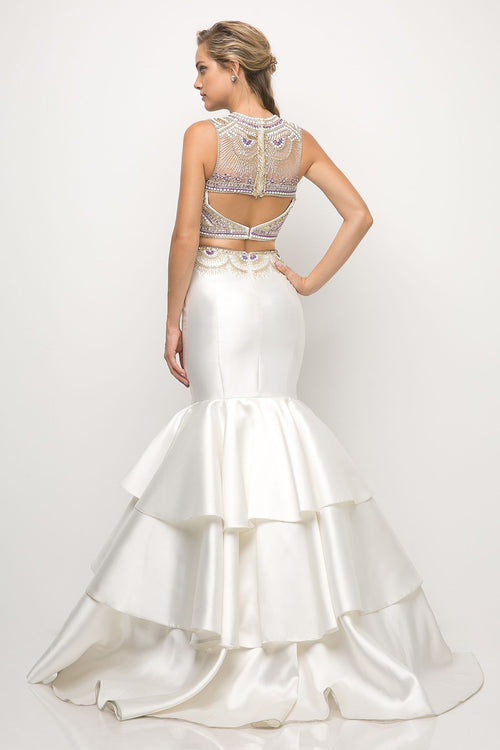 Beaded bodice 2 Piece Mermaid Gown-1