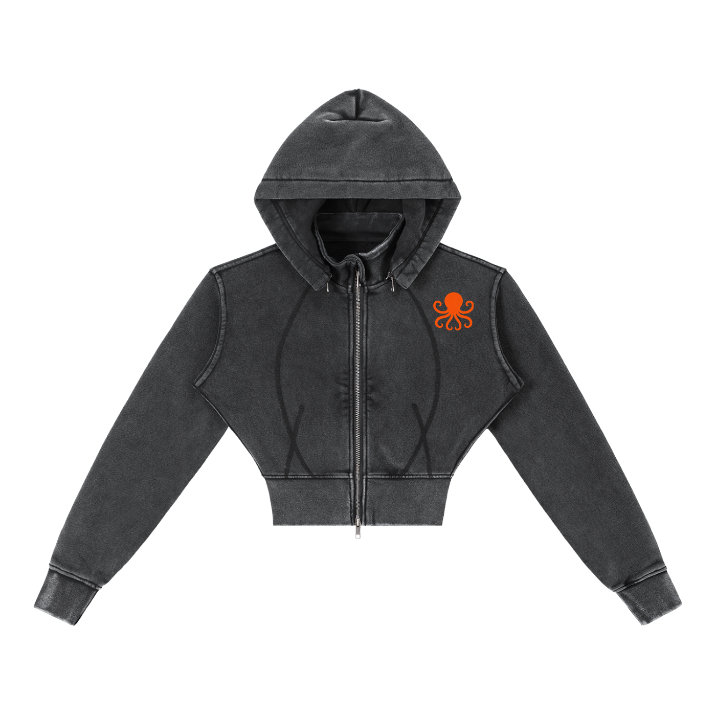Vintage Washed Cropped Fleece Hoodie