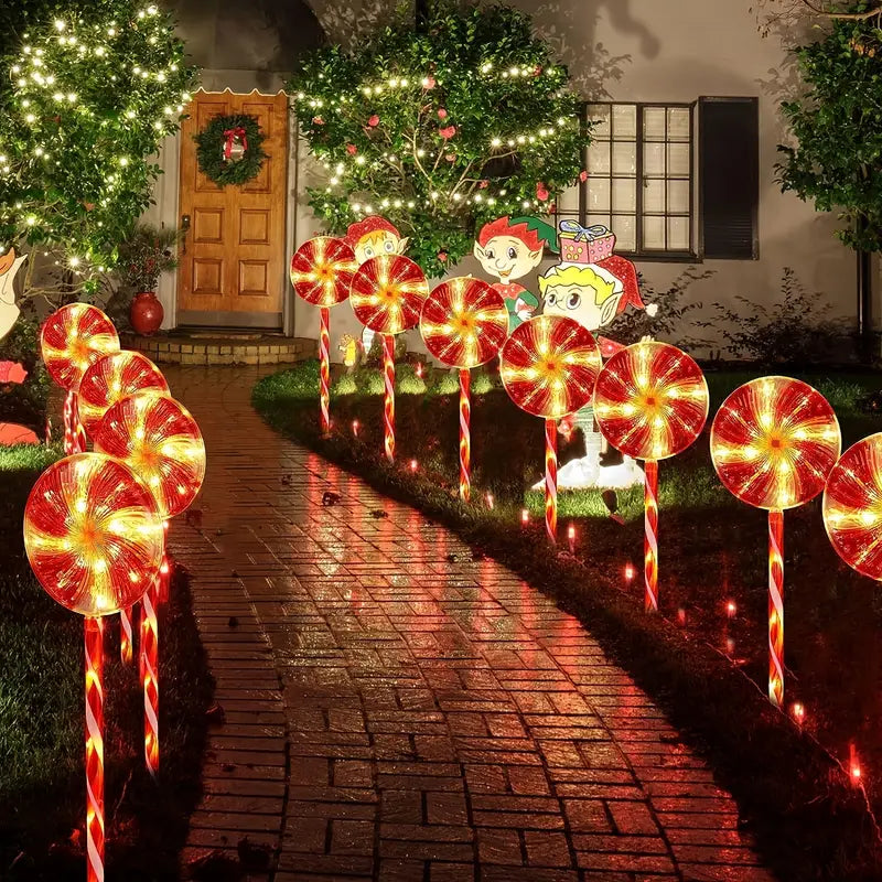 Luminous Lollipops: Festive Christmas Garden Lights Set