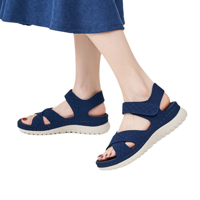 Sports and leisure sandals with Velcro hollow out thick soled women's casual shoes