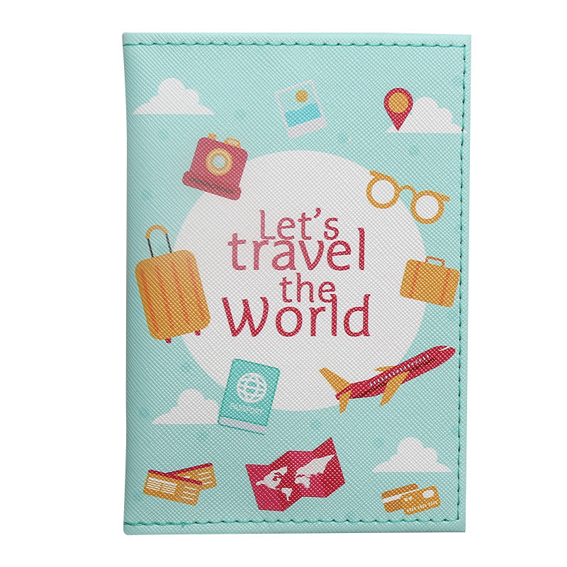 Travel around the world map passport protection cover passport clip PU passport cover