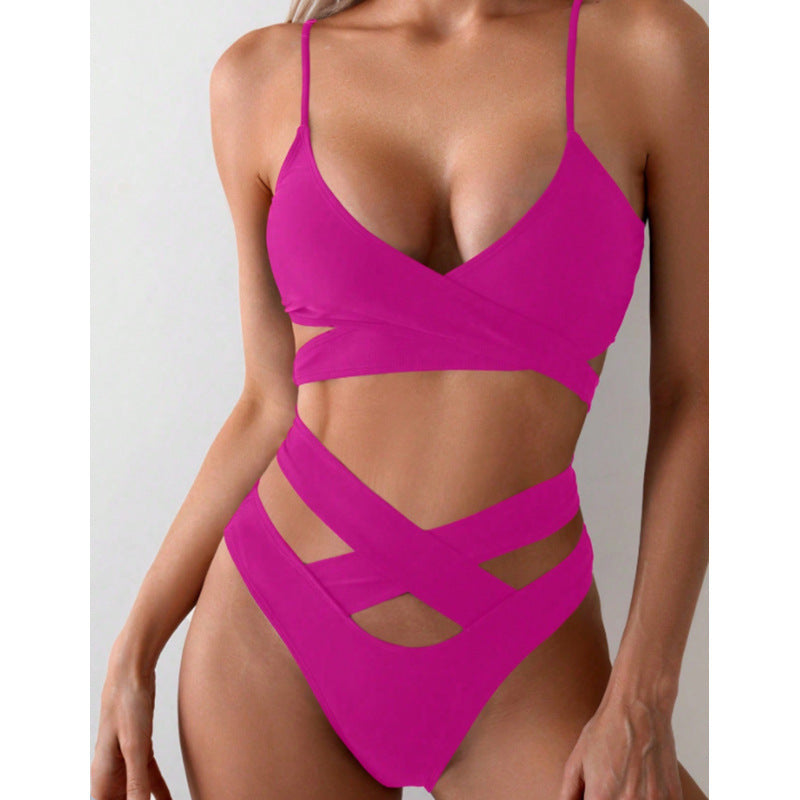 Sexy Hollow-Out Bikini Swimwear for Women, Two-Piece Bathing Suit, Elegant Beach Hot Spring Swimwear