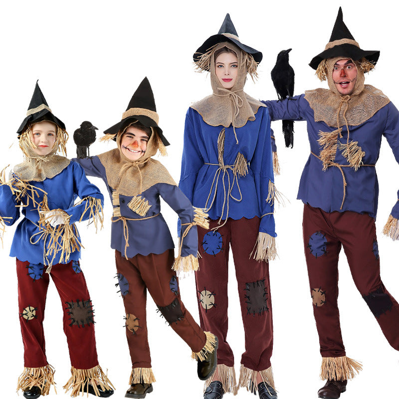 Halloween Costume Wizard of Oz Scarecrow Cosplay Children Adult Parent-Child Drama Performance Outfit