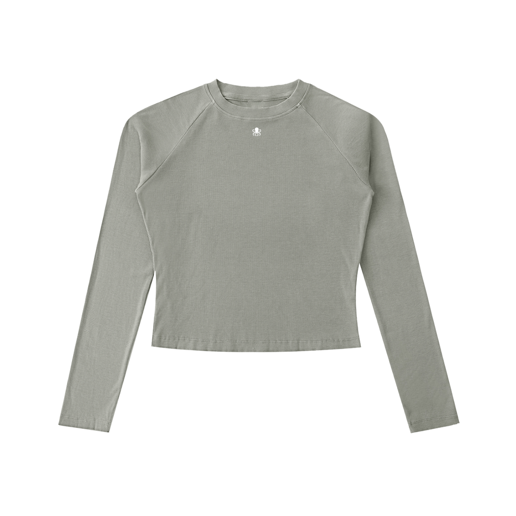 Dyed Washed Raglan Long Sleeve Slim T-Shirt
