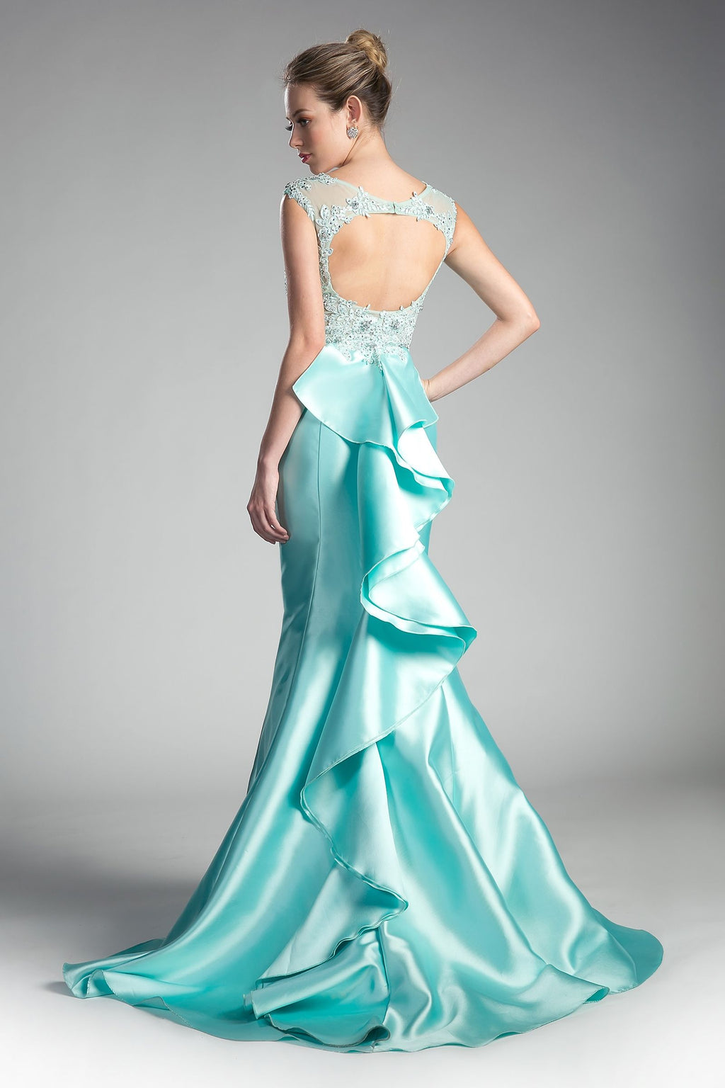 Fitted Mikado Mermaid Gown with Illusion Closed Back-2