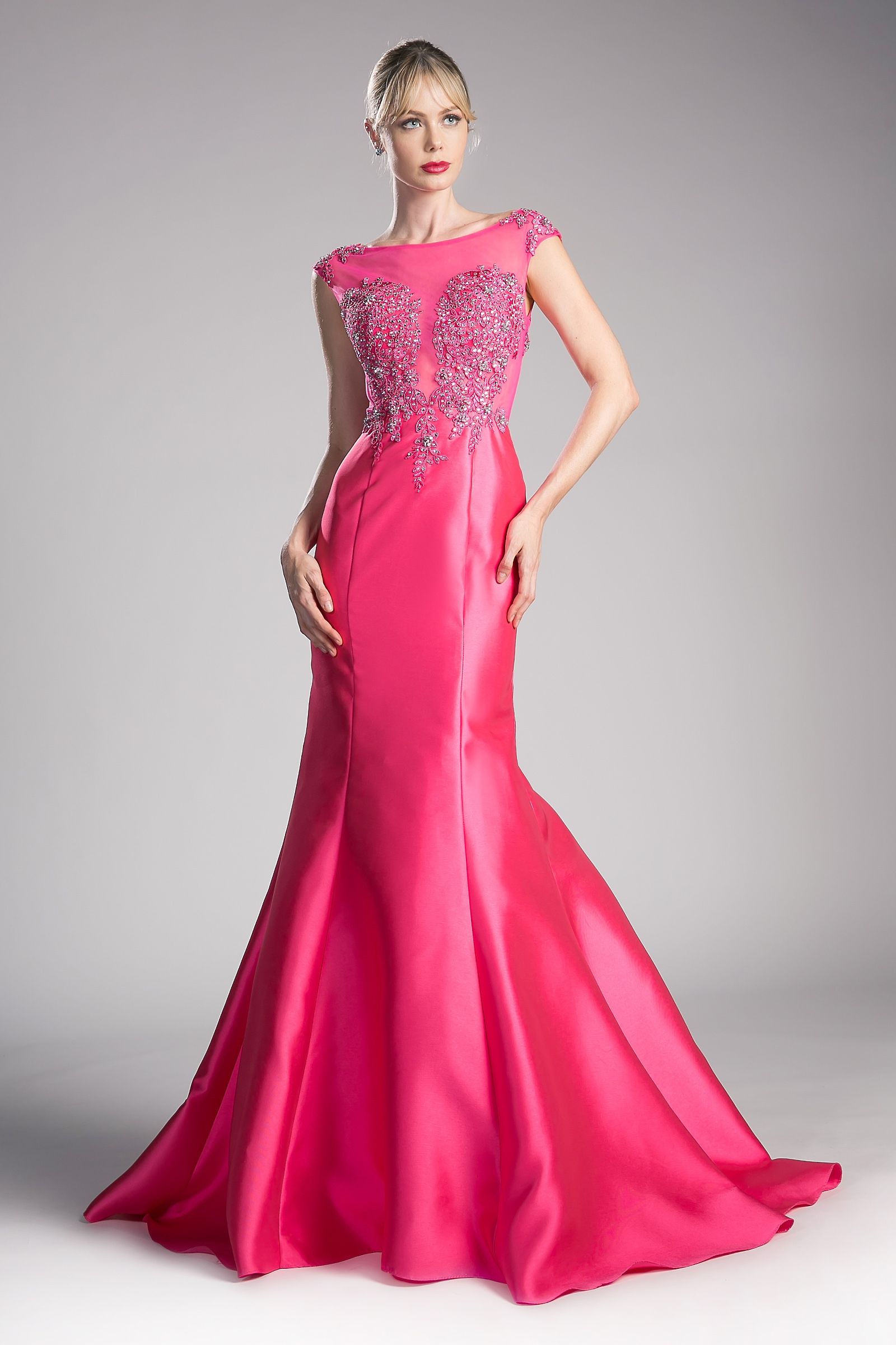 Fitted Mikado Mermaid Gown with Illusion Closed Back-0