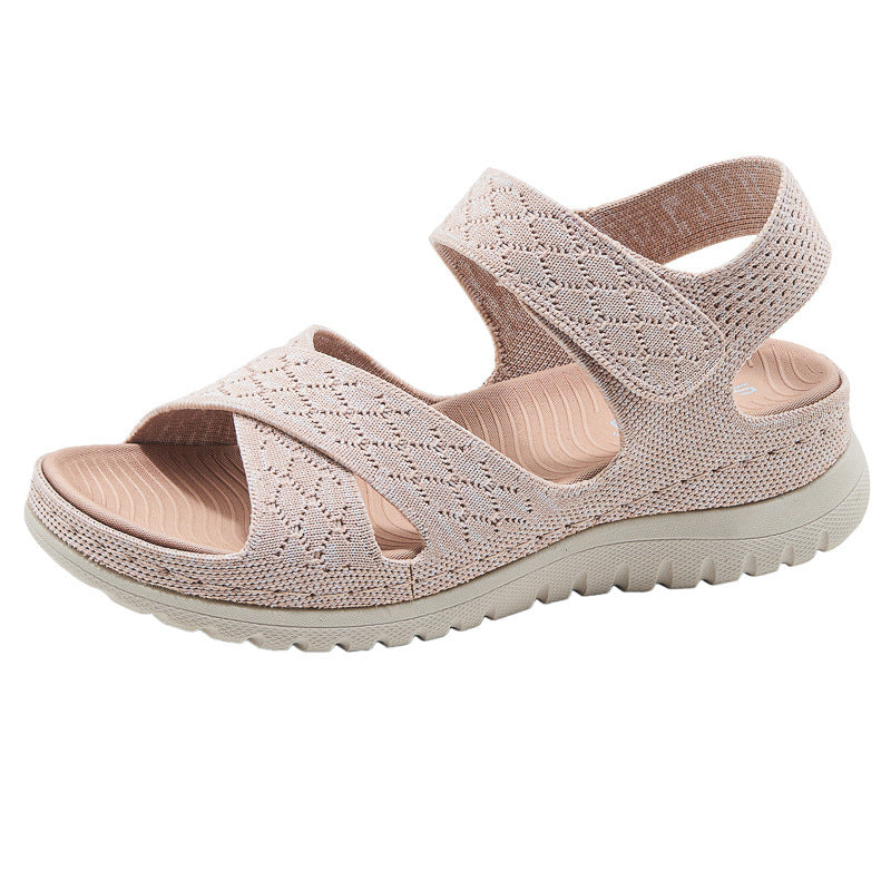 Sports and leisure sandals with Velcro hollow out thick soled women's casual shoes