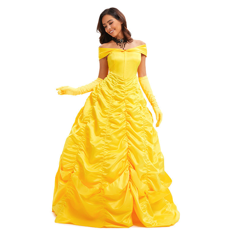 Beauty and the Beast Belle Princess Dress Cosplay Yellow Belle Costume for Women