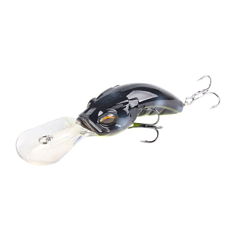 Wide Tongue Deep Dive ABS Rock Mino 10.4cm 14.5g Bead+Enhanced Three Hook Simulated Worm shaped Fake Bait