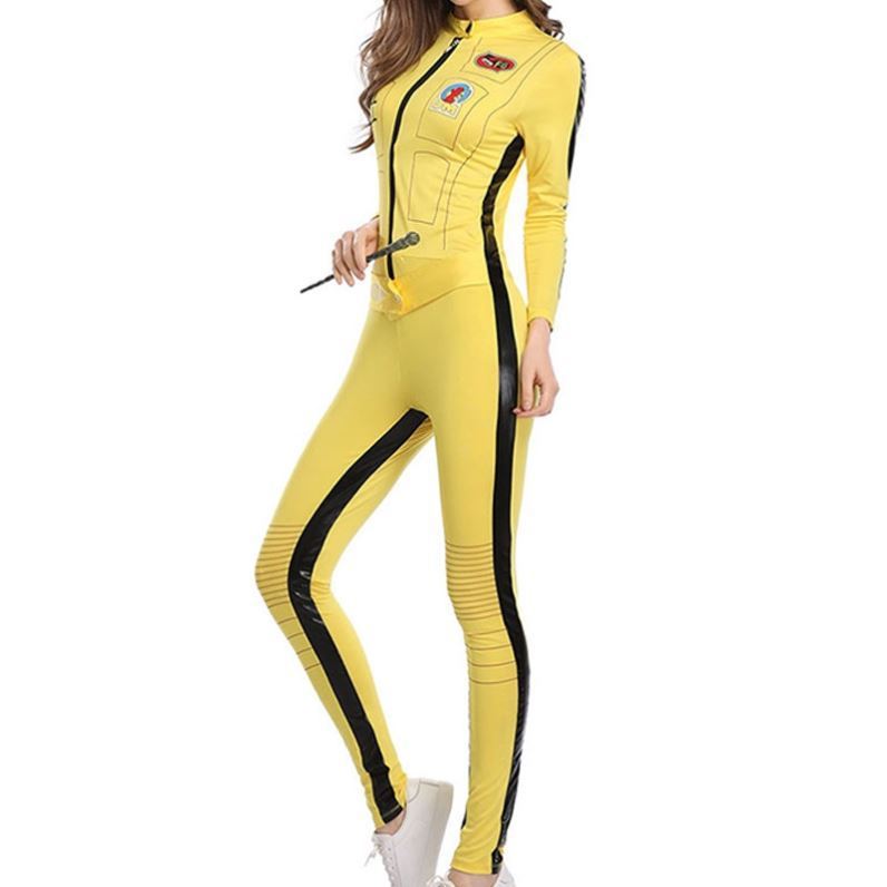 Halloween Costume Kill Bill Bride Yellow Jumpsuit Cosplay Outfit