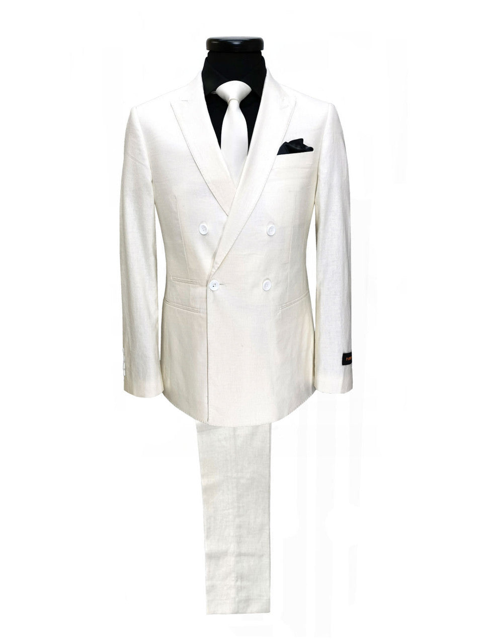 Cream Double Breasted Linen Suit-0