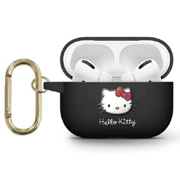 Hello Kitty 3D Kitty Head Airpods Pro 2 Szilikon tok - Fekete-0