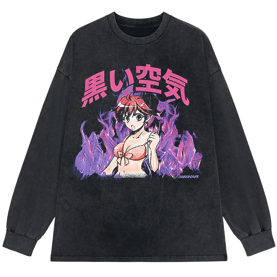 Japanese Anime Girl Oversized Streetwear T-Shirt-2