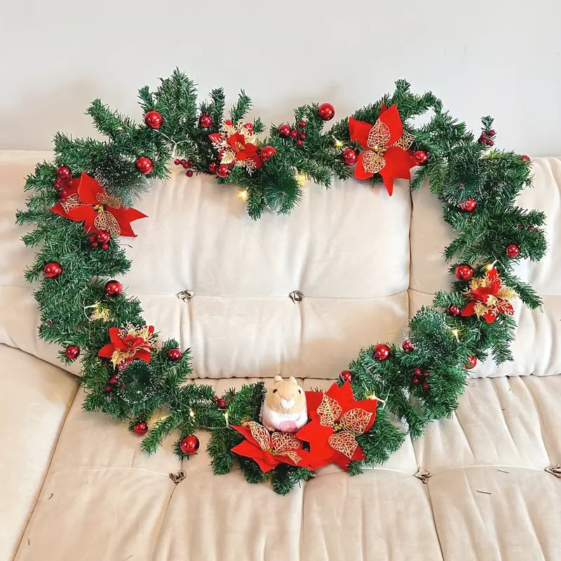 Enchanted Glow: Battery-Powered Artificial Christmas Garland Lights