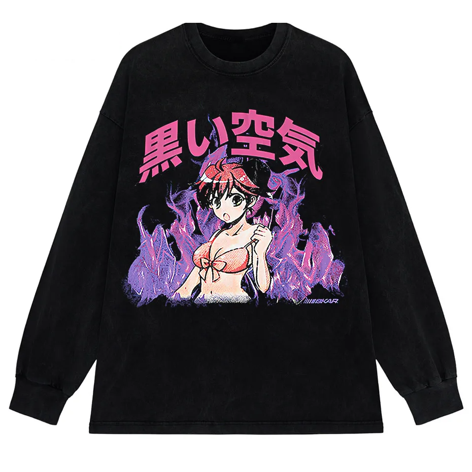 Japanese Anime Girl Oversized Streetwear T-Shirt-5