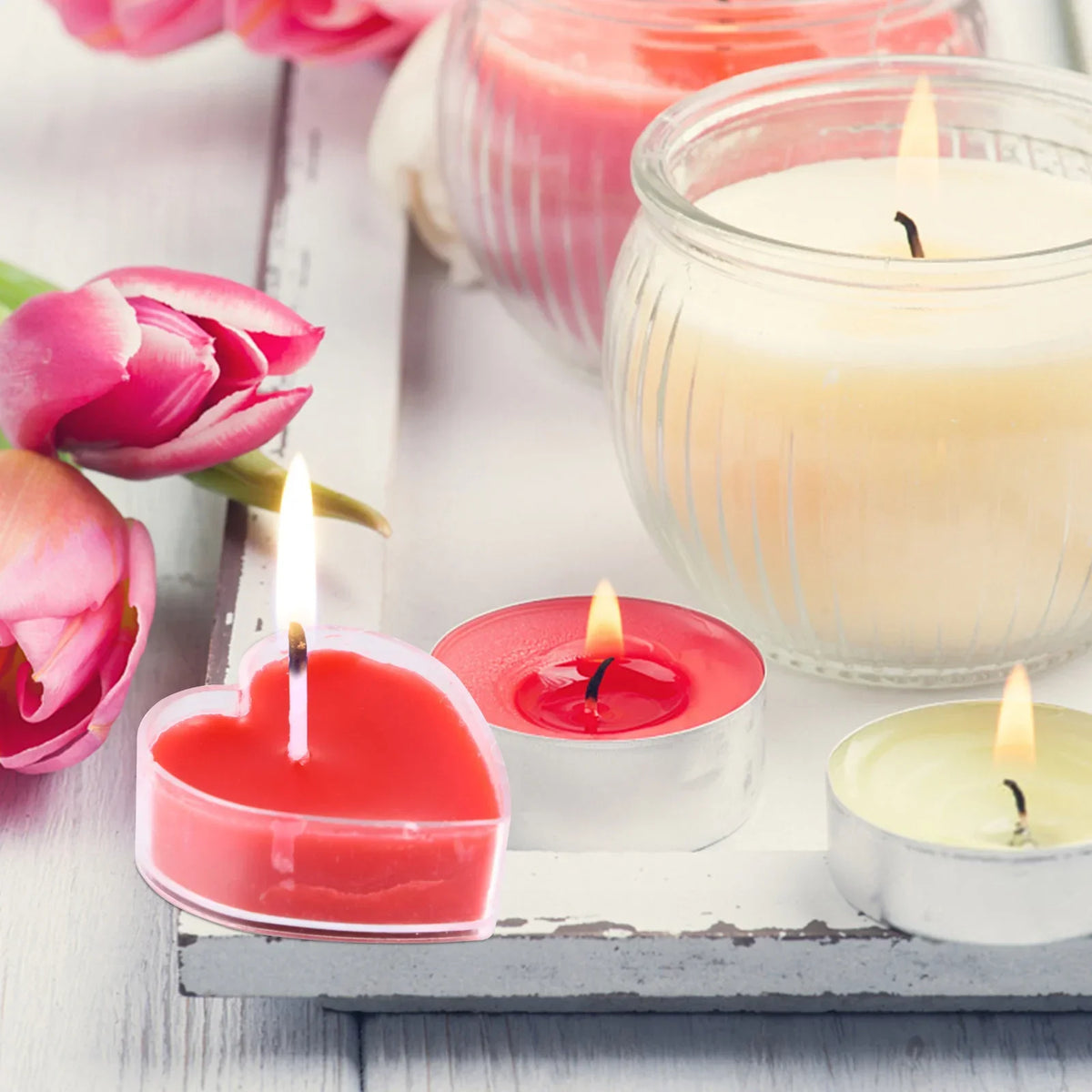 9 Pcs Heart-Shaped Scented Christmas Tealight Candles
