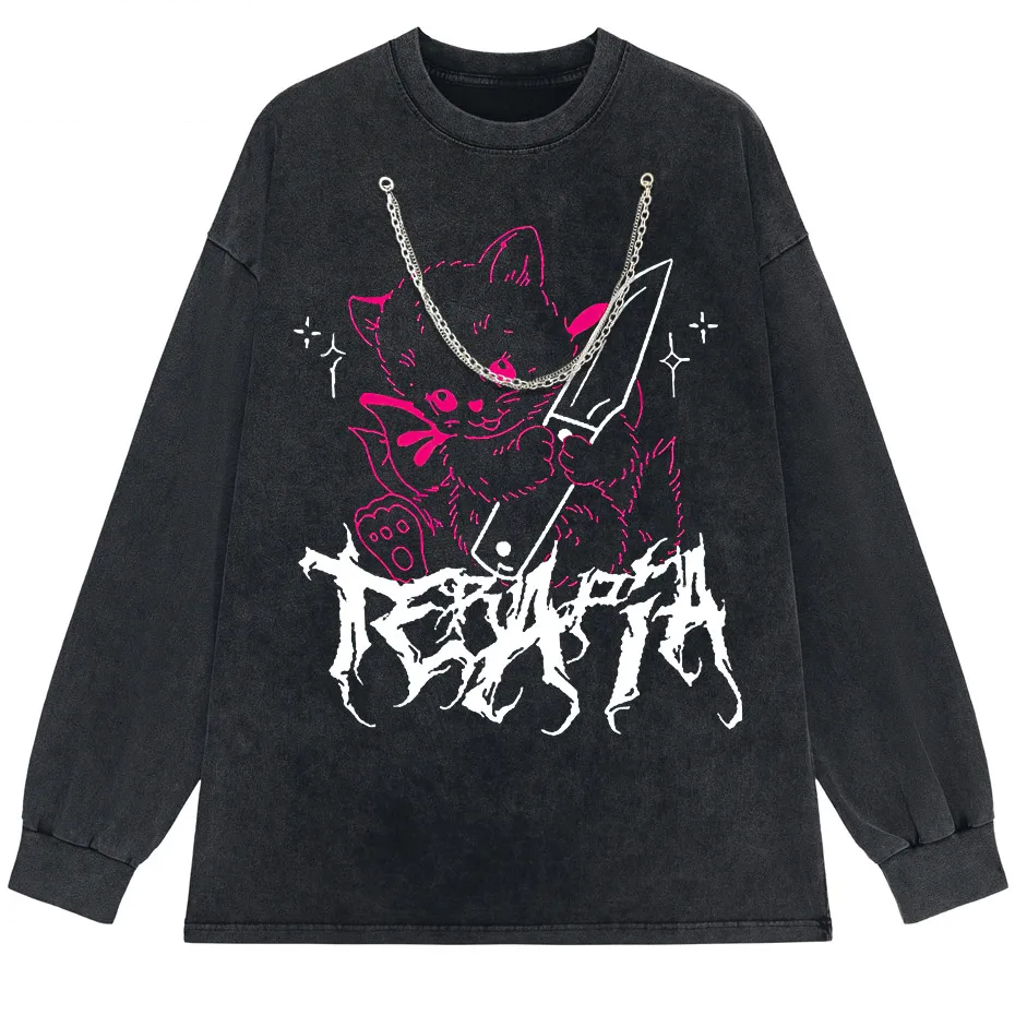 Men's Cute Anime E-Girl Kawaii T-Shirt Vintage Harajuku Streetwear Loose Fit-7