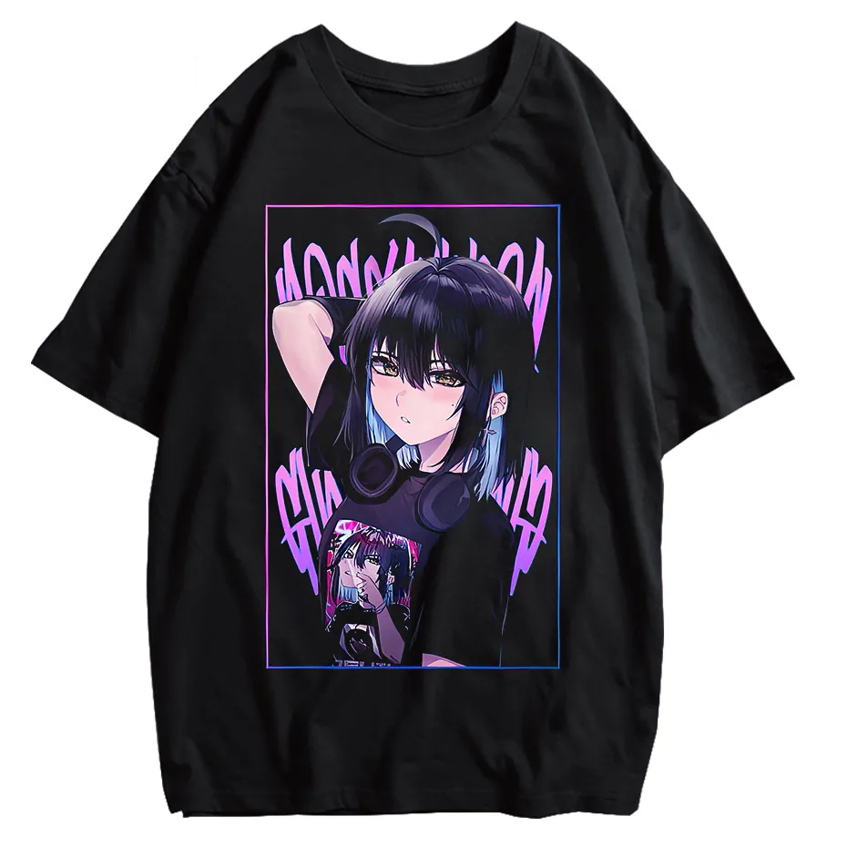 Women's Japanese Anime T-Shirt Y2K Harajuku Hip Hop Short Sleeve Summer Top-6