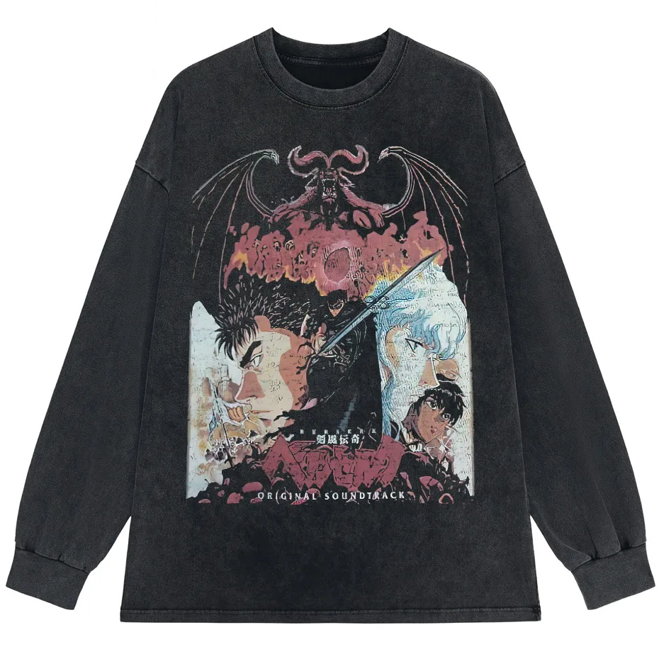 Anime Octopus Vintage Wash Harajuku T-Shirt Japanese Style Unisex-2