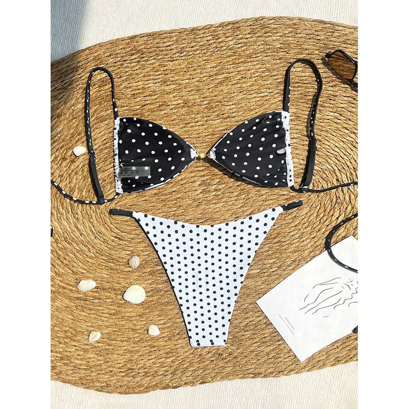 Polka dot Tie-up Bikini Swimwear