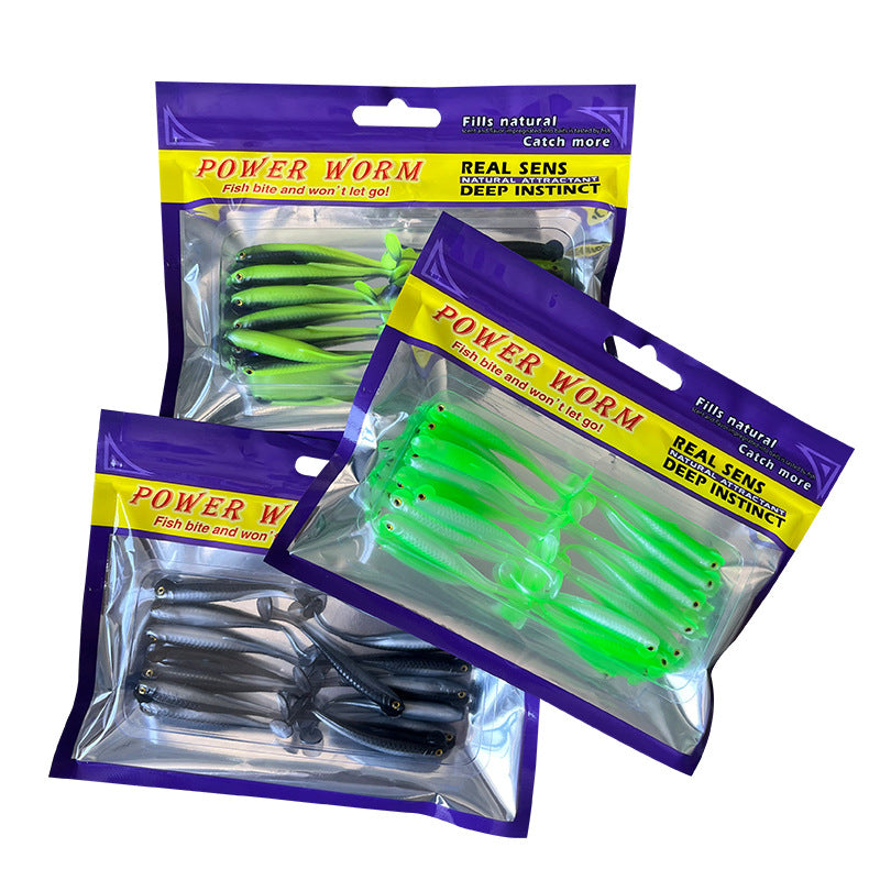 Taiyu Lure Artificial Bait Rooster Tail Soft Bait 6cm 1.3g Dual-Color Soft Fish Soft Worm Lifelike Fishing Bait Factory Wholesale