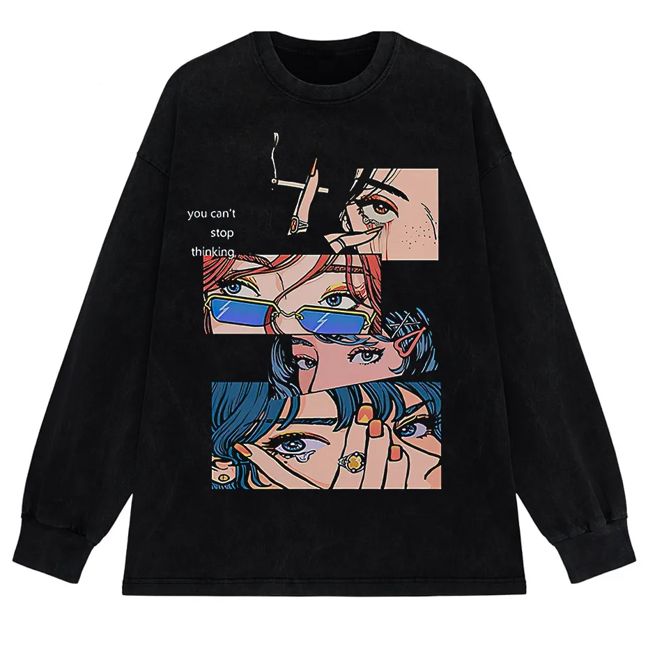Harajuku Hip Hop Streetwear Anime Cartoon T-Shirt Men Loose Y2K Tee-3