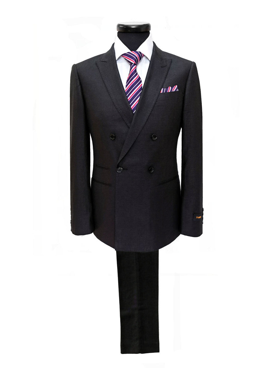 Black Double Breasted Linen Suit-0