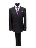 Black Double Breasted Linen Suit-0