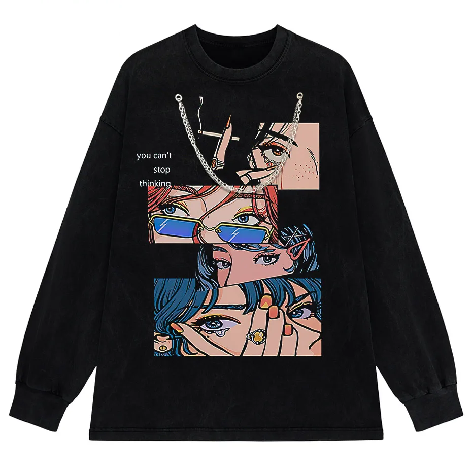 Harajuku Hip Hop Streetwear Anime Cartoon T-Shirt Men Loose Y2K Tee-1