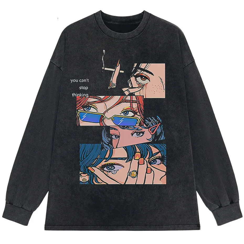 Harajuku Hip Hop Streetwear Anime Cartoon T-Shirt Men Loose Y2K Tee-4