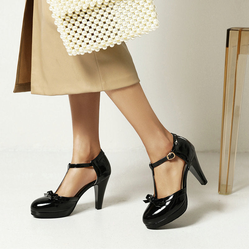 Simple and versatile women's sandals high heels thick heels color blocked women's singles shoes