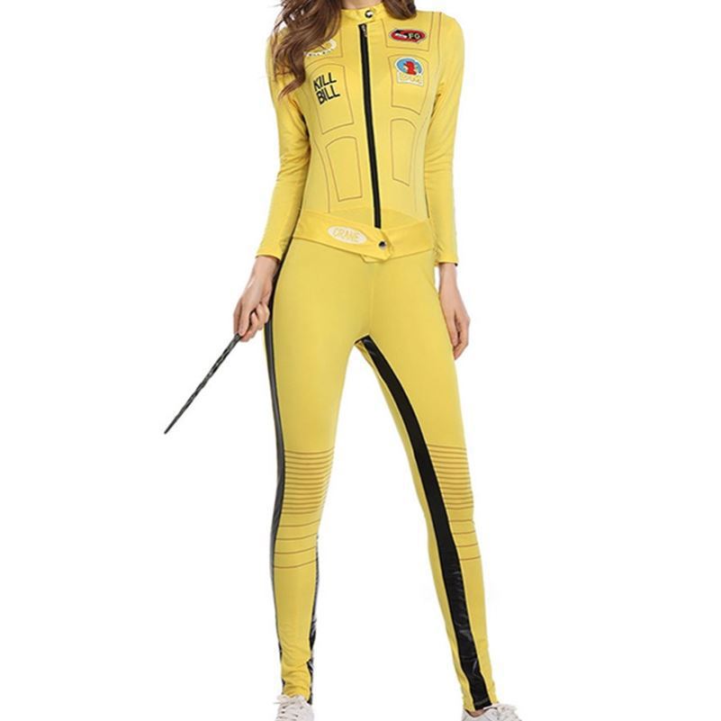 Halloween Costume Kill Bill Bride Yellow Jumpsuit Cosplay Outfit