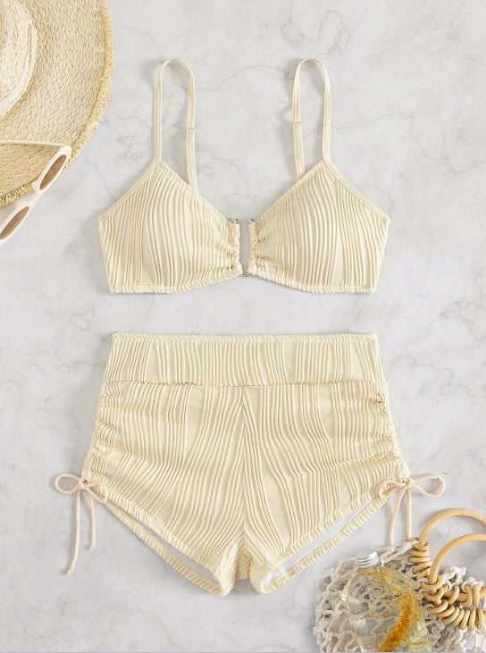 Strap up Simple Swimsuit Flat Corner Tankini