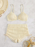 Strap up Simple Swimsuit Flat Corner Tankini