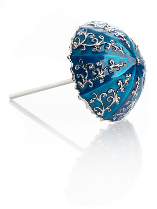 Blue Umbrella Trinket Box Handmade with Swarovski Crystals-0