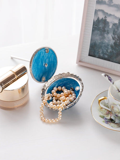 Blue Umbrella Trinket Box Handmade with Swarovski Crystals-1