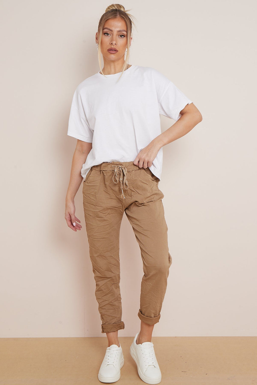 Camel Magic Drawstring Trousers-0