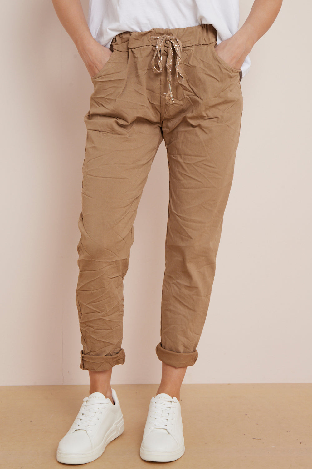 Camel Magic Drawstring Trousers-3