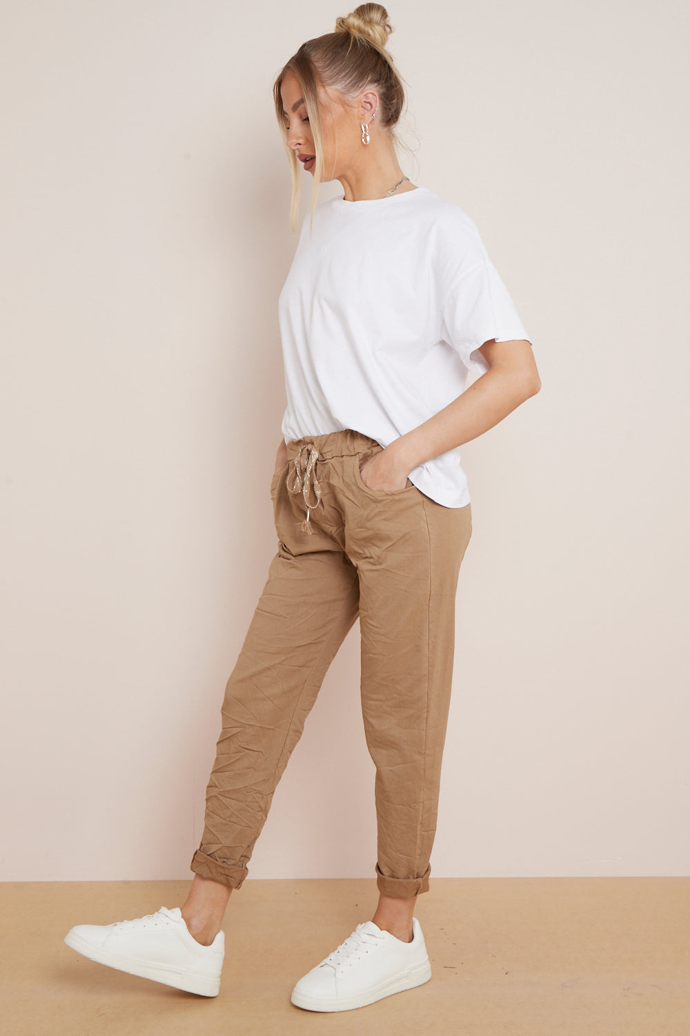 Camel Magic Drawstring Trousers-2