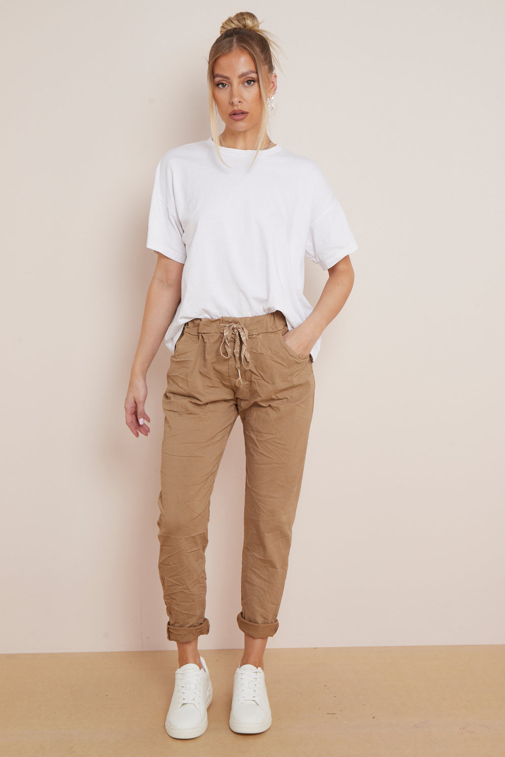 Camel Magic Drawstring Trousers-1