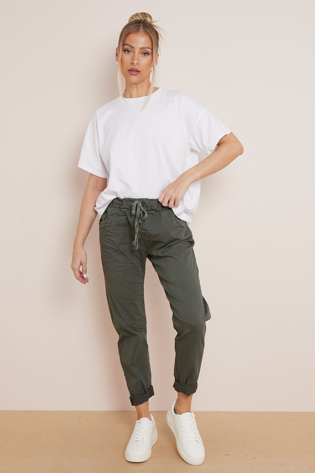Khaki Magic Drawstring Trousers-0