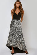 Black and Silver Sequin Maxi Skirt-0